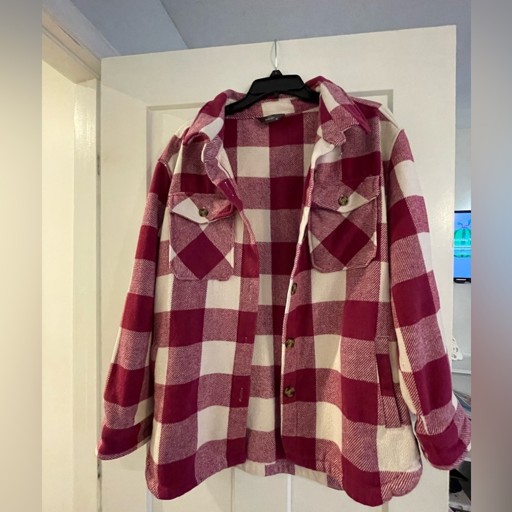 Pink plaid shacket